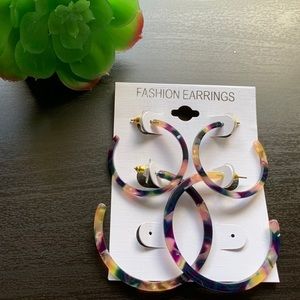 Small tortoise colorful hoops w/ back piece